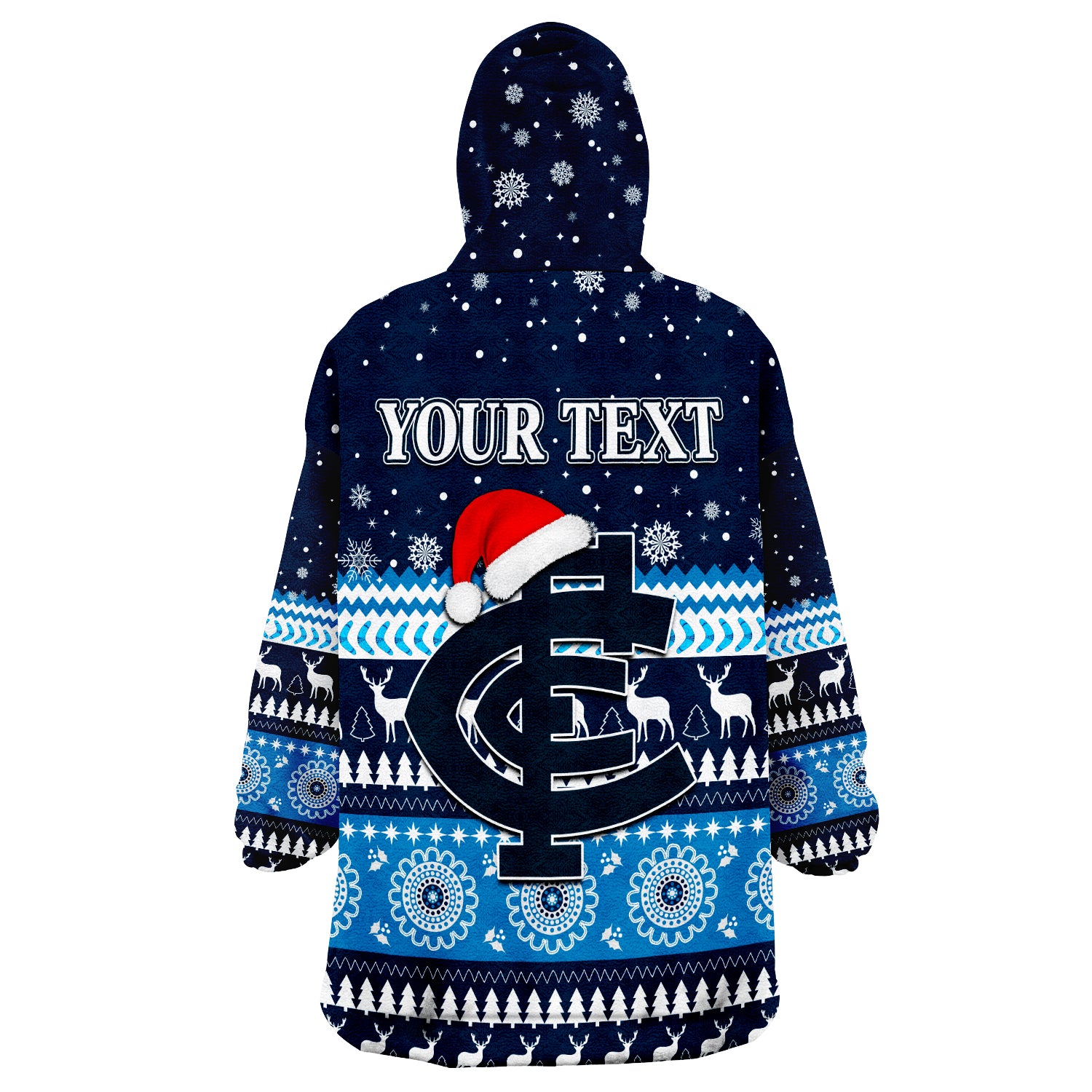 (Custom Personalised) Blues Football Christmas Carlton Wearable Blanket Hoodie - Vibe Hoodie Shop