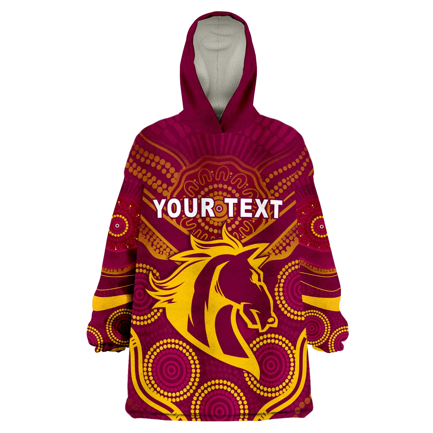 (Custom Personalised) Broncos Indigenous Wearable Blanket Hoodie - Vibe Hoodie Shop