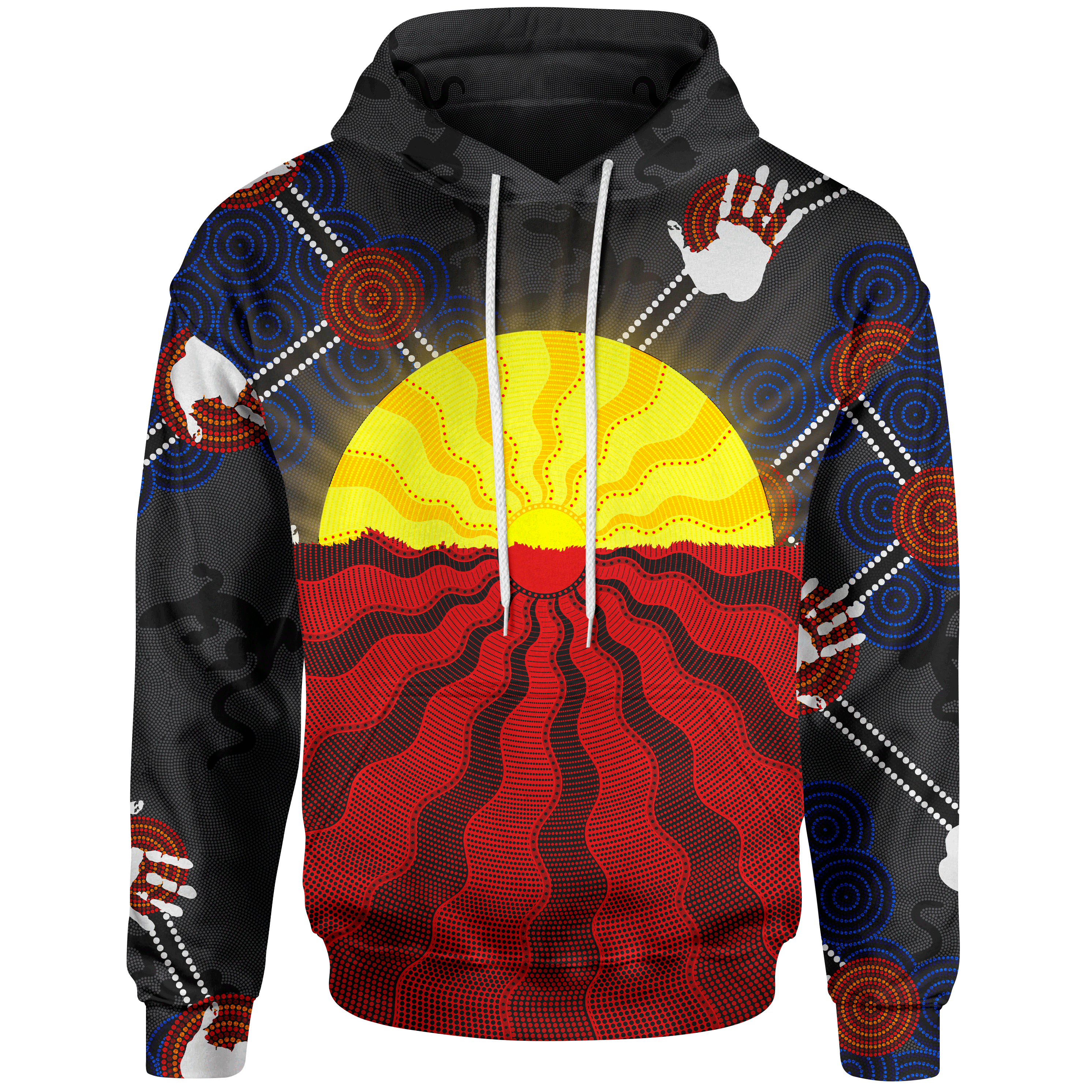 Aboriginal Hoodie, Aboriginal Lives Matter Flag Sun Dot Painting - Vibe Hoodie Shop