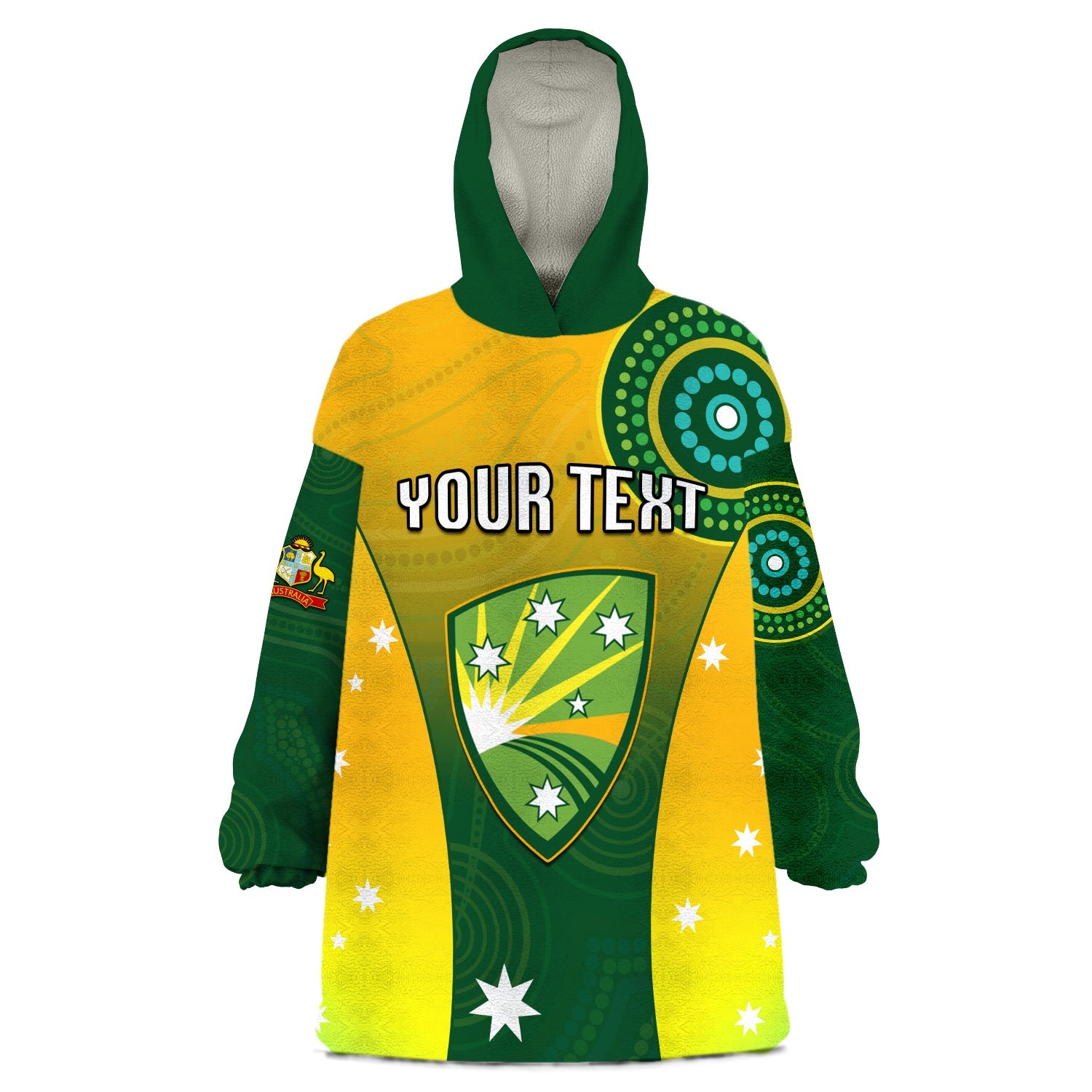 (Custom Personalised) Cricket Australia Wearable Blanket Hoodie Unique Aboriginal - Vibe Hoodie Shop
