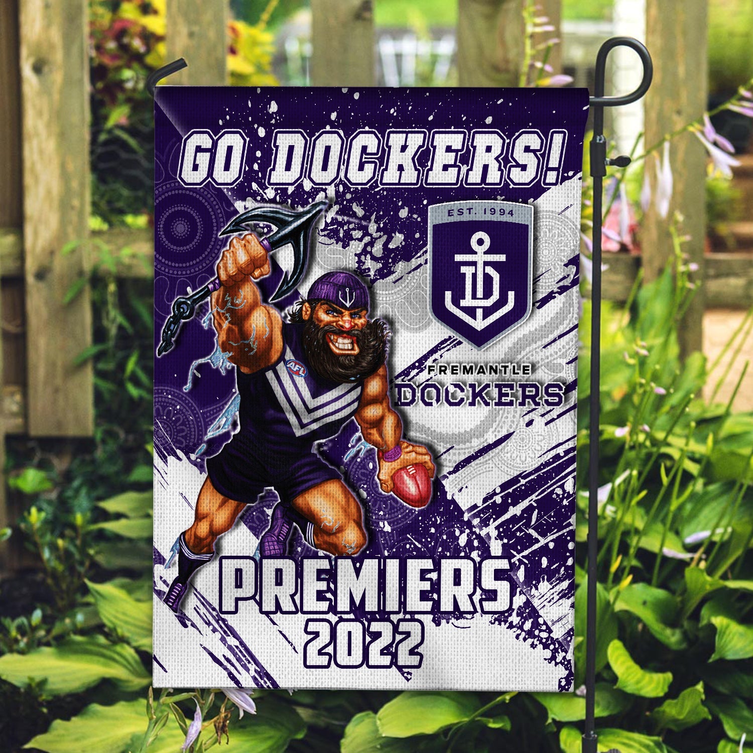 Fremantle Football Flag Premiers 2022 Aboriginal Art Go Dockers - Vibe Hoodie Shop