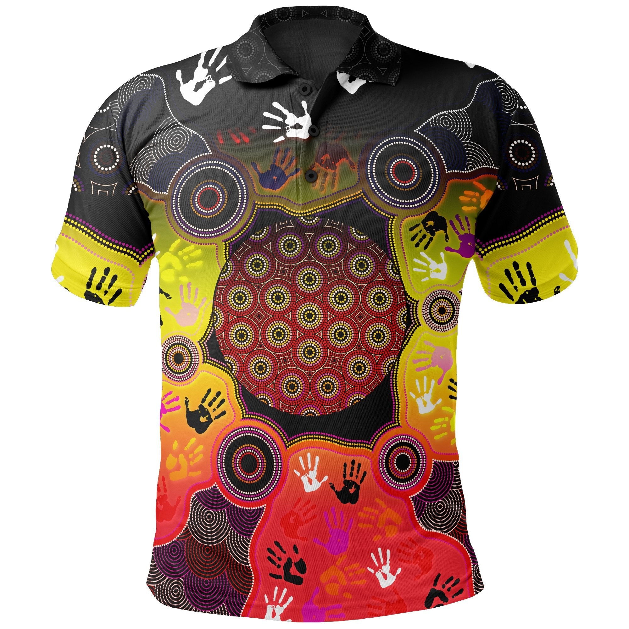 C.W. Nannup Aboriginal Polo Shirt, Indigenous Circle Dot Painting Hand Art - Vibe Hoodie Shop