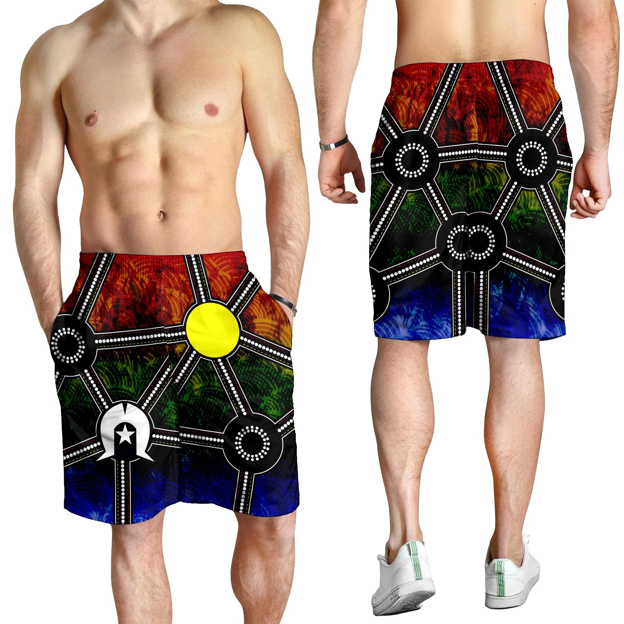 NAIDOC Week 2021 Men Shorts, Aboriginal Geometric Style - Vibe Hoodie Shop