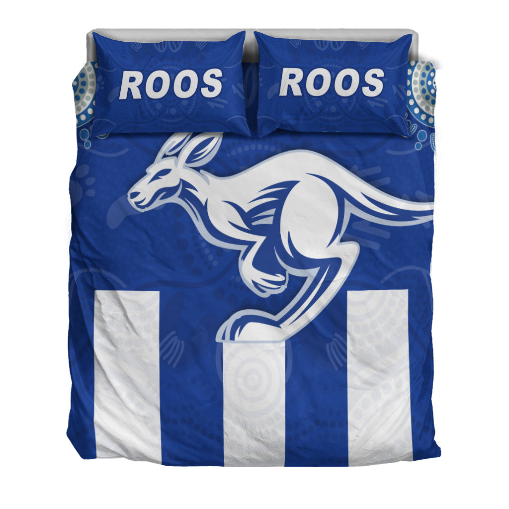 Roos Football North Melbourne Bedding Set Simple Indigenous - Vibe Hoodie Shop