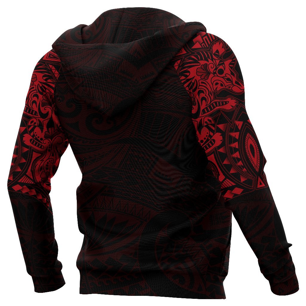 New Zealand Hoodie, Maori Tattoo Wolf Dragon Pullover Hoodie - Red - Vibe Hoodie Shop