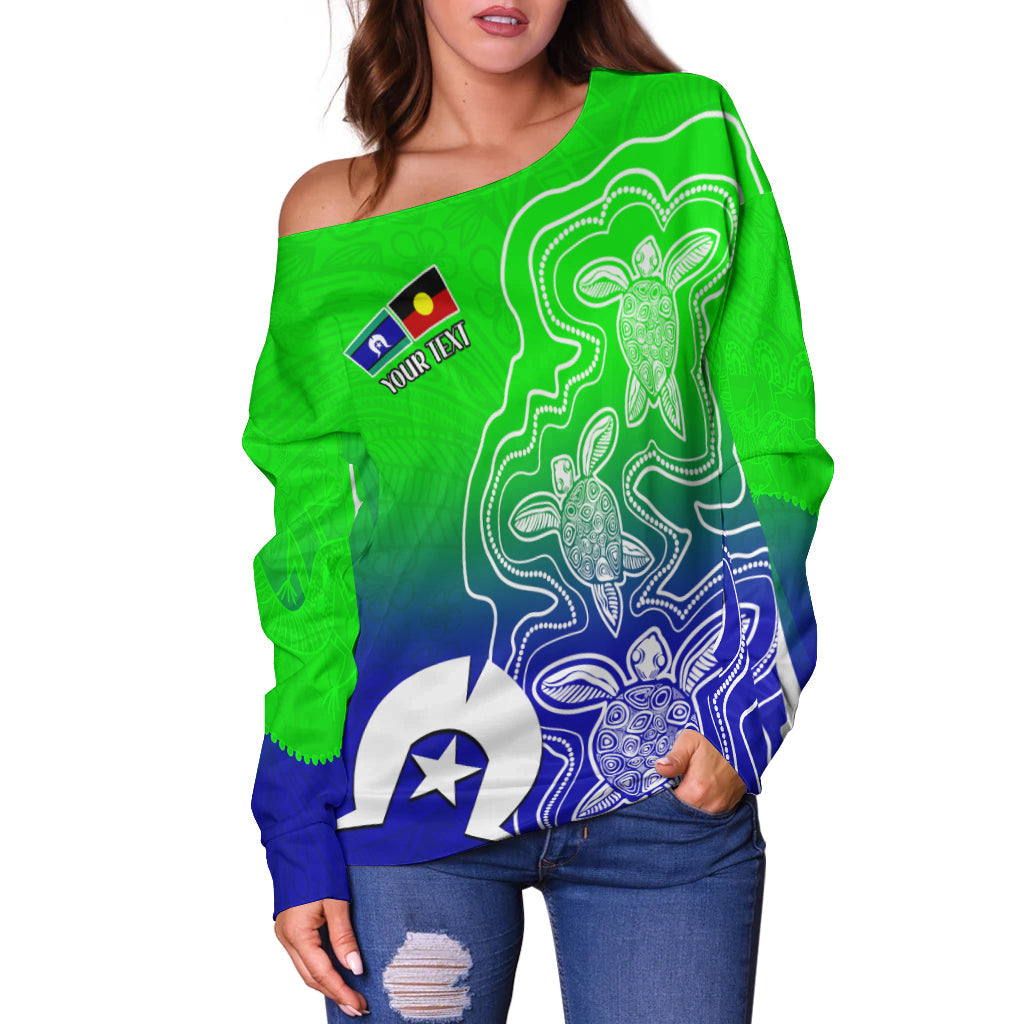 (Custom Personalised) NAIDOC Week 2022 Women Off Shoulder Sweater Torres Strait Islanders with Aboriginal Turtles - Vibe Hoodie Shop