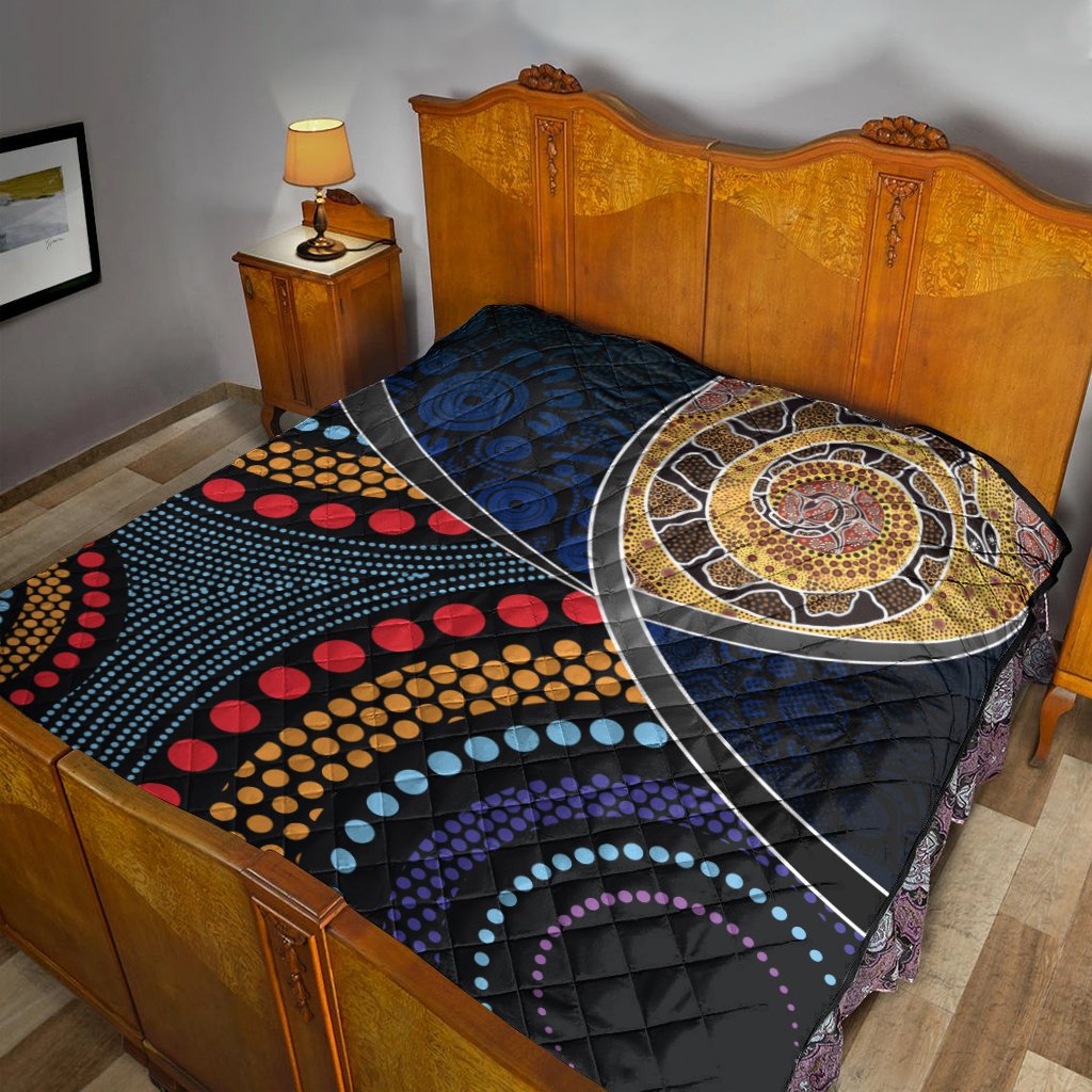 Australia Premium Quilts - Aboriginal Dot Panting Art With Snake - Vibe Hoodie Shop