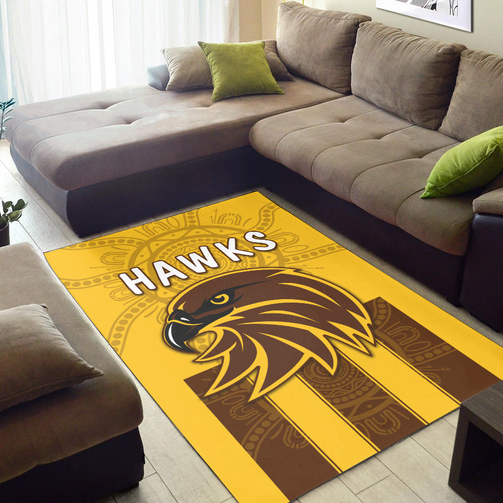 Hawks Indigenous Area Rug Hawthorn Football - Vibe Hoodie Shop