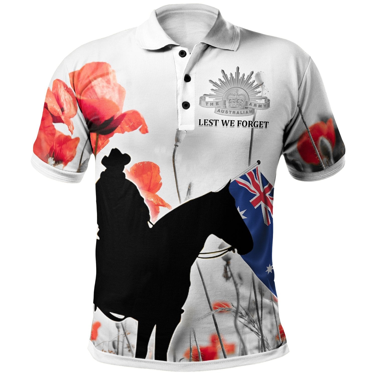 ANZAC Lest We Forget Polo Shirts - Australian Light Horse - Vibe Hoodie Shop