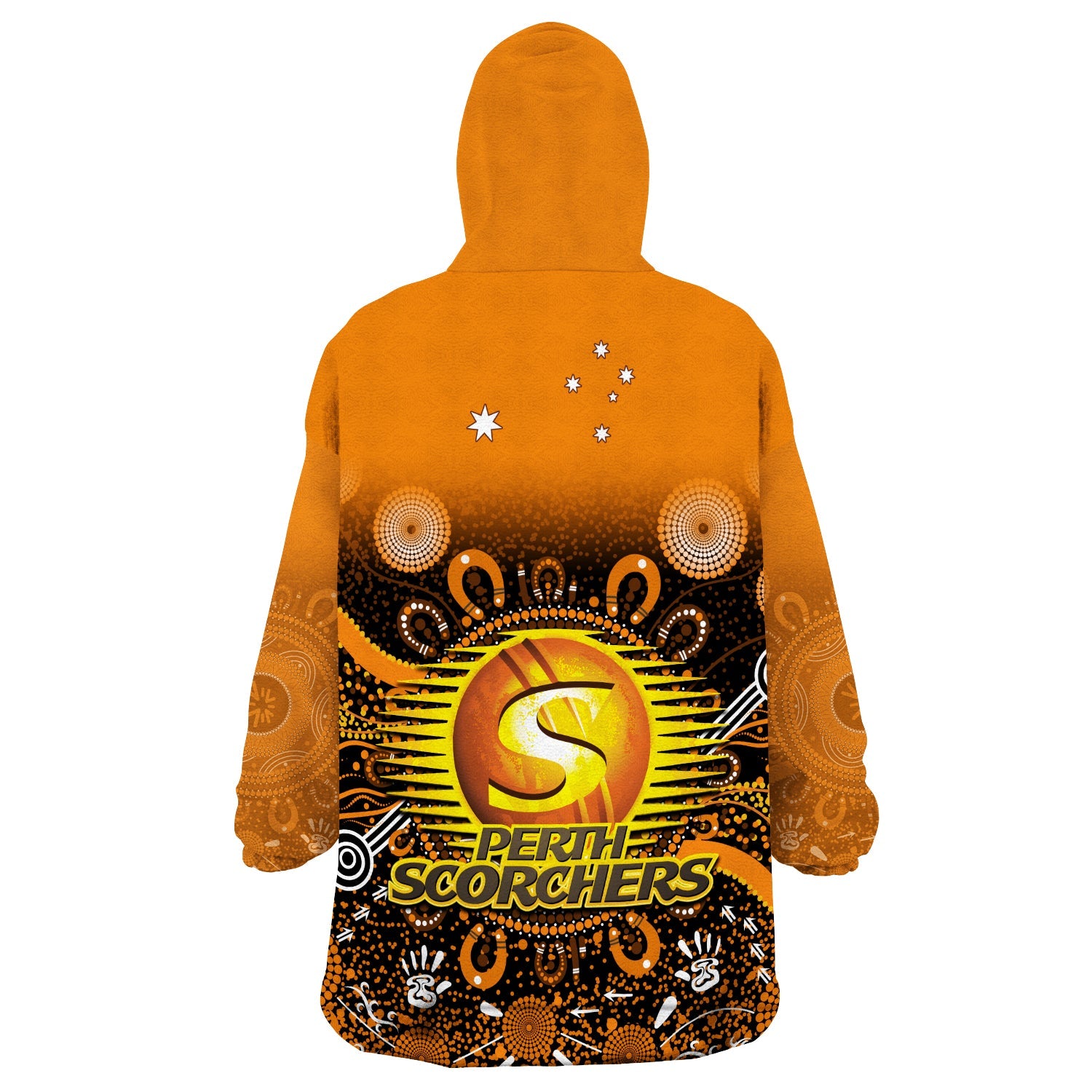 Perth Scorchers Wearable Blanket Hoodie Aboriginal Sunshine - Vibe Hoodie Shop