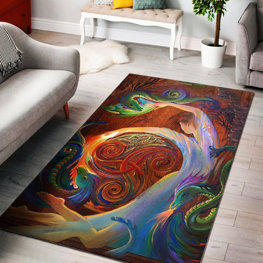 Celtic Area Rug - Celtic Dance With The Dragons - Vibe Hoodie Shop