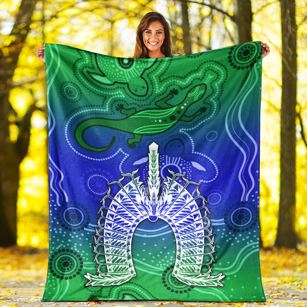 Torres Strait Islands Premium Blanket Aboriginal Art Lizard Symbol Peace - Vibe Hoodie Shop