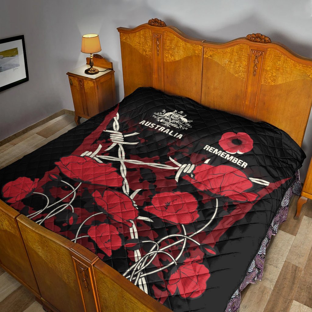 ANZAC Premium Quilt - ANZAC with Remembrance Poppy Flower - Vibe Hoodie Shop