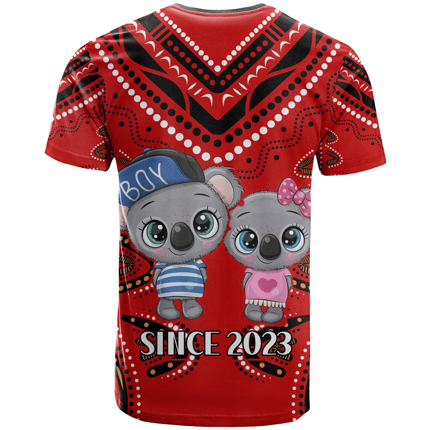 (Custom Personalised) Australia Valentine Cute Koala Couple T Shirt Aboriginal Valentine Red - Vibe Hoodie Shop
