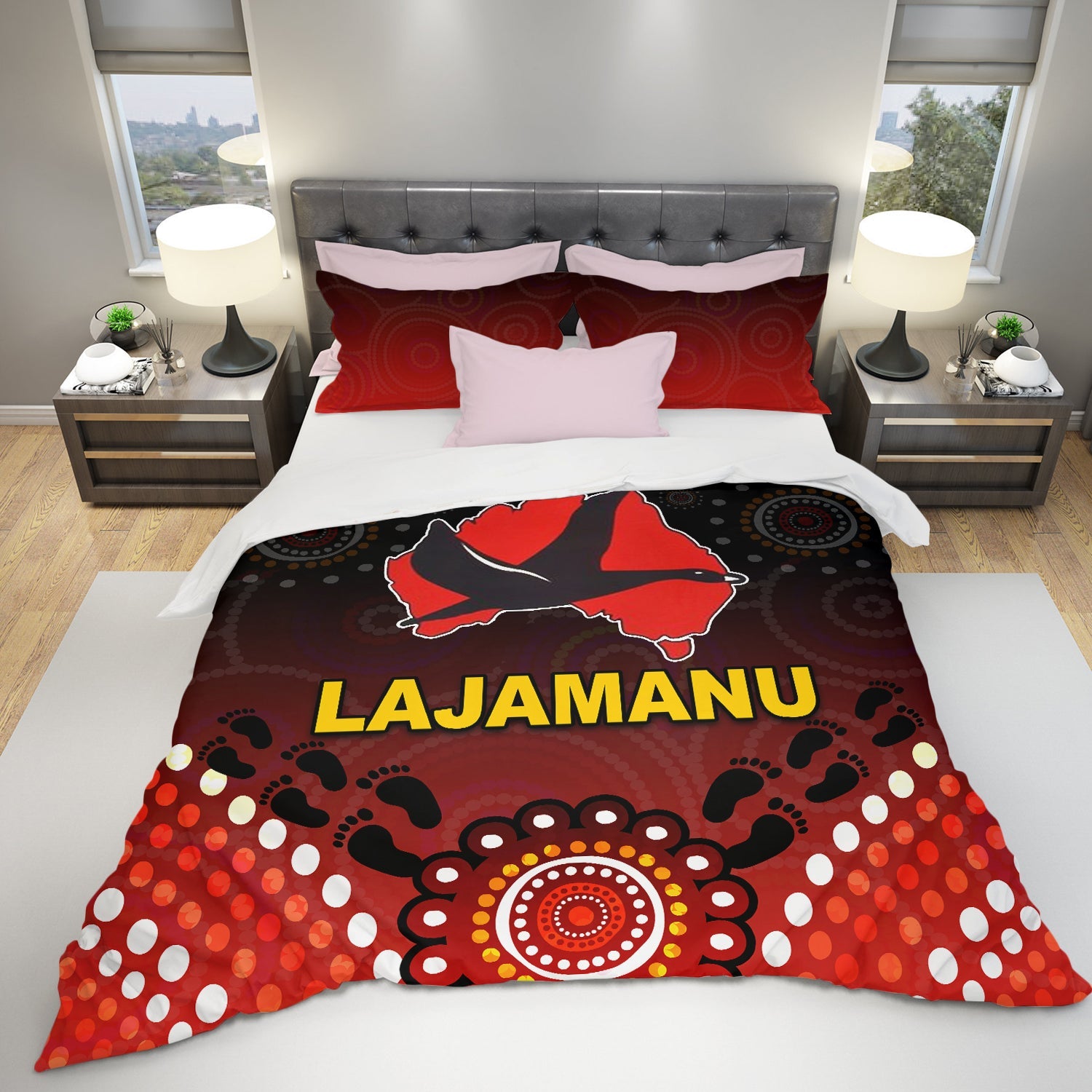 Northern Warlpiri Swans Lajamanu Football Mix Aboriginal Bedding Set - LT20 - Vibe Hoodie Shop