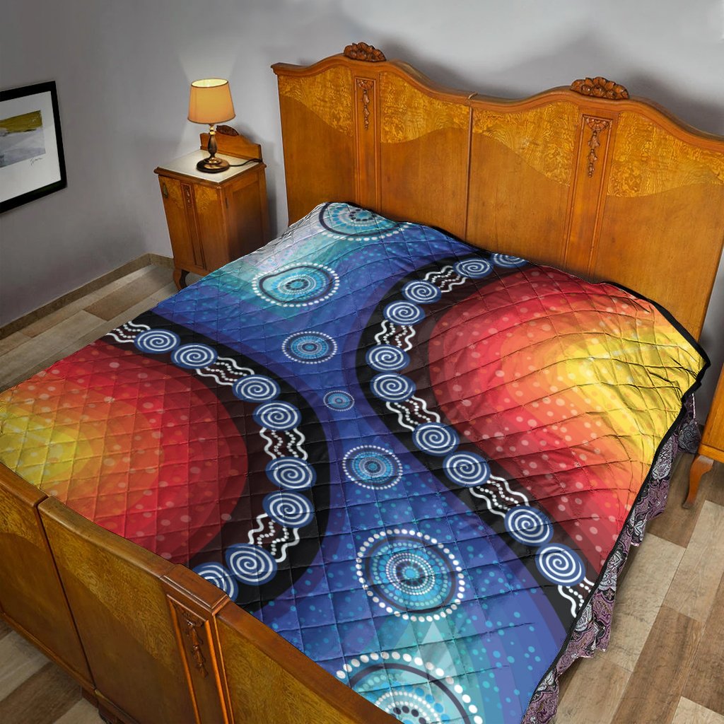 Quilts - Aboriginal Color Dot Painting - Vibe Hoodie Shop