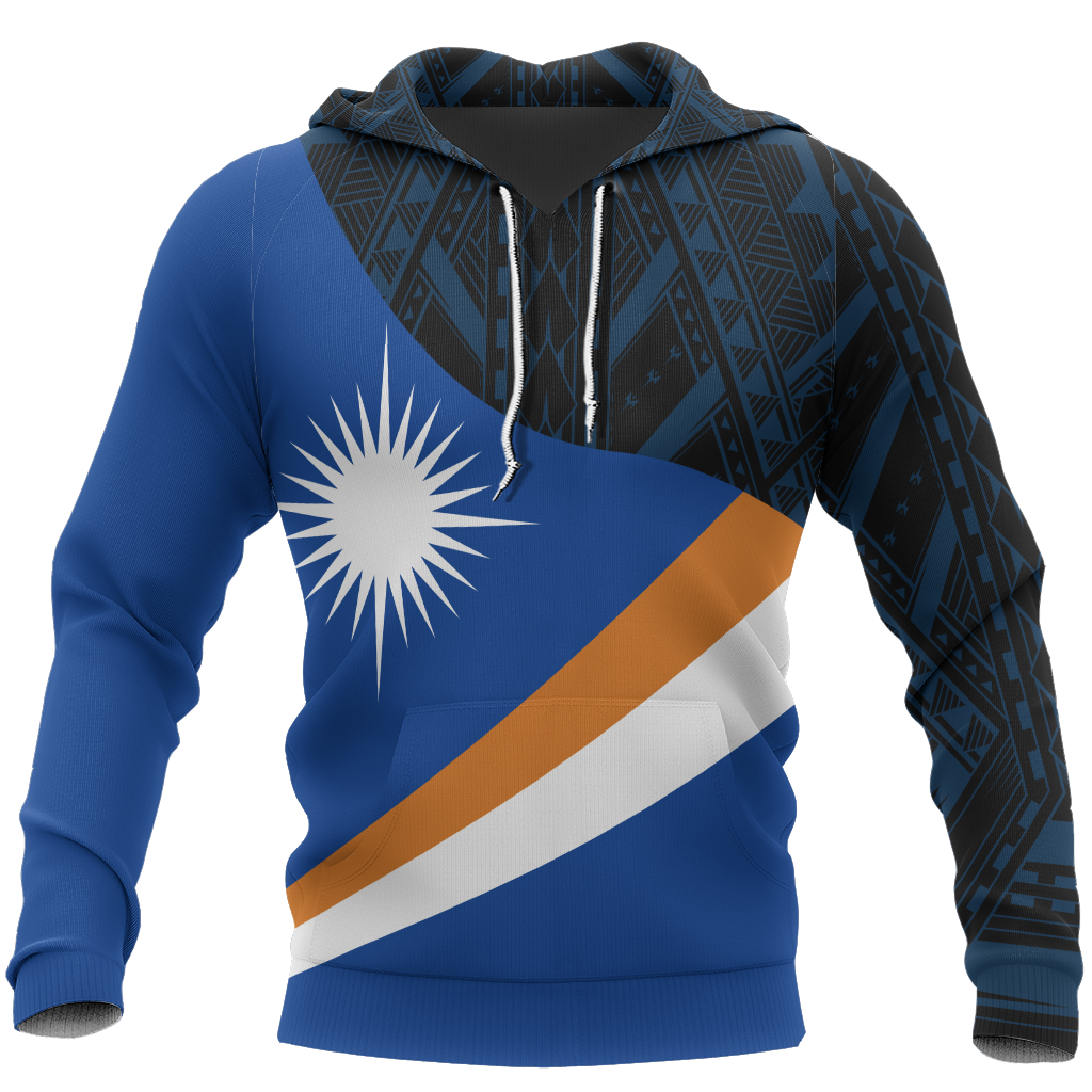 Marshall Islands Flag Curve Concept Pullover Hoodie - Vibe Hoodie Shop