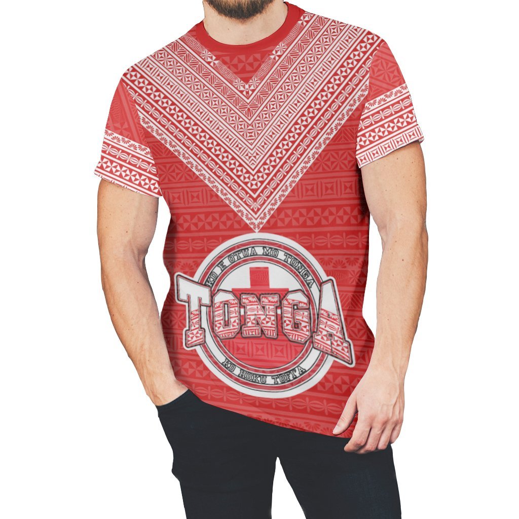 Tonga T shirt - Flag And Tapa Pattern - Vibe Hoodie Shop