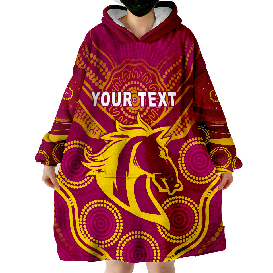 (Custom Personalised) Broncos Indigenous Wearable Blanket Hoodie - Vibe Hoodie Shop