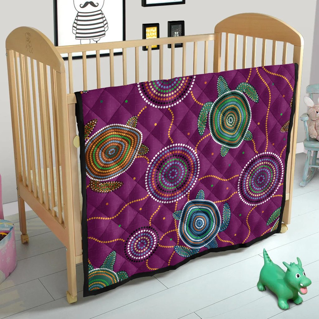 Premium Quilts - Aboriginal Turtle Purple Australia Dot Patterns - Vibe Hoodie Shop