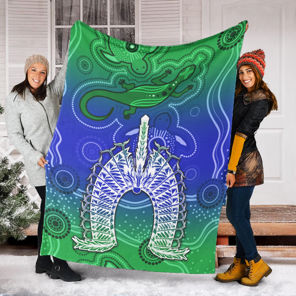 Torres Strait Islands Premium Blanket Aboriginal Art Lizard Symbol Peace - Vibe Hoodie Shop