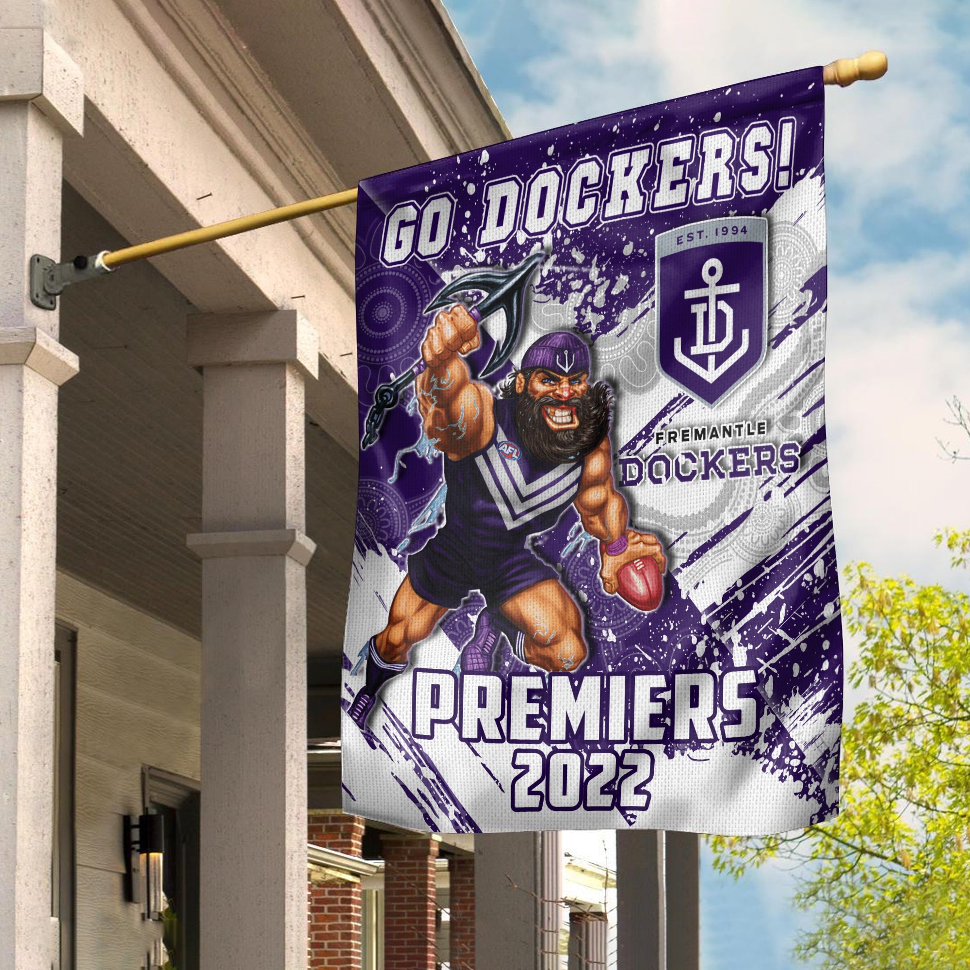 Fremantle Football Flag Premiers 2022 Aboriginal Art Go Dockers - Vibe Hoodie Shop