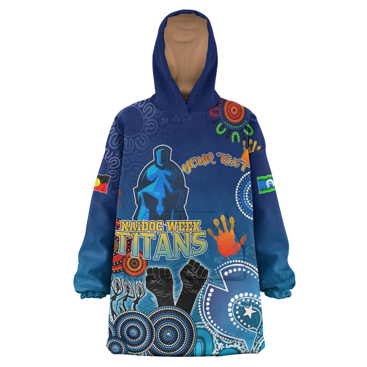 Titans Rugby Naidoc Snug Hoodie - Custom Get up! Stand up! Show up! Indigenous Naidoc Titans Wearable Blanket Hoodie RLT14 - Vibe Hoodie Shop