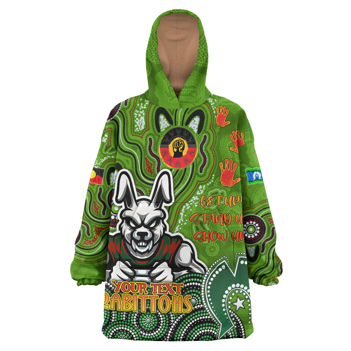 Rabbitohs Naidoc Rugby Snug Hoodie - Custom Aussie Naidoc Week Rabbitohs Wearable Blanket Hoodie RLT14 - Vibe Hoodie Shop