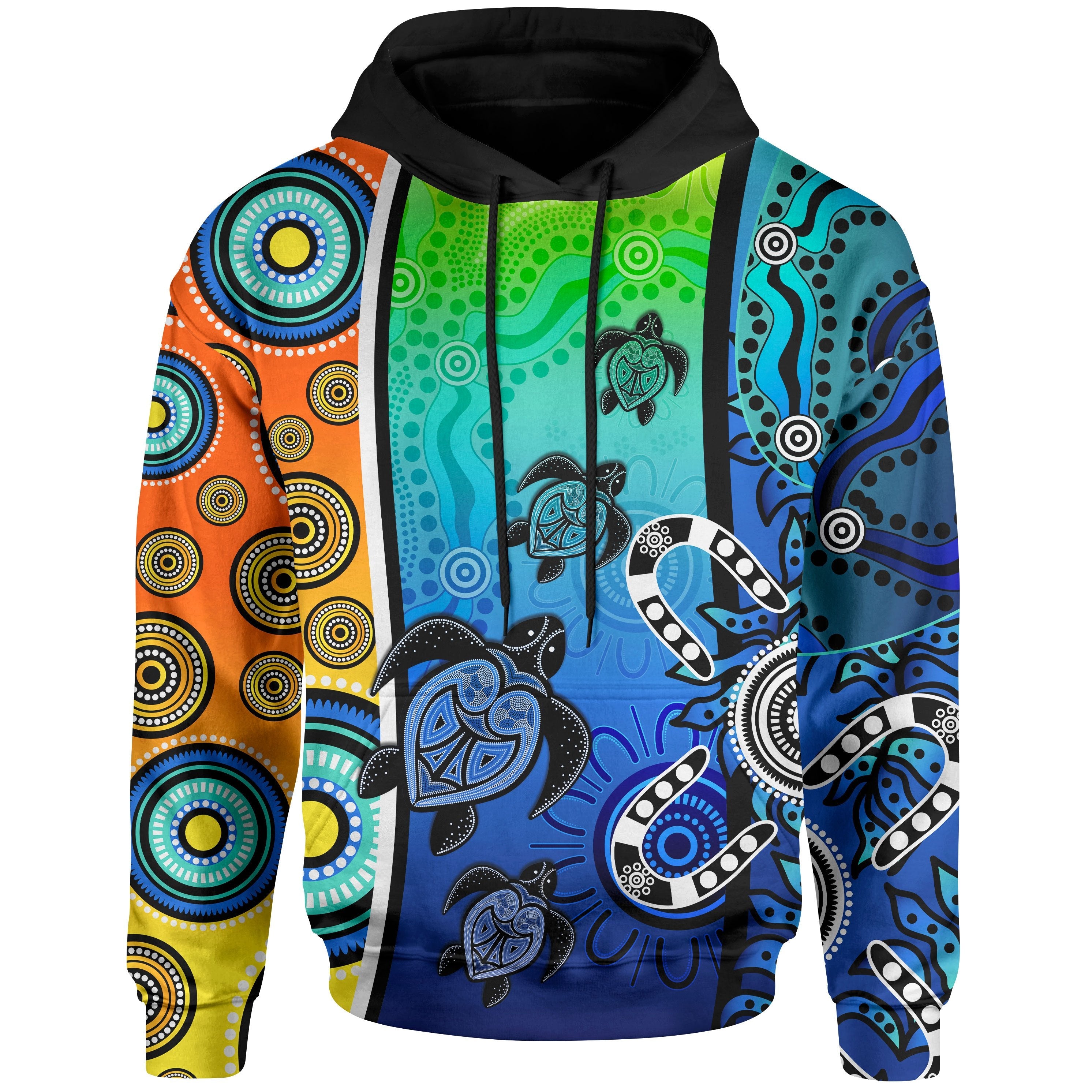 Aboriginal Hoodie - Indigenous Turtle Dot Painting Art - Vibe Hoodie Shop