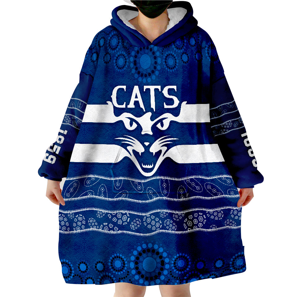 Cats Football Geelong Indigenous Wearable Blanket Hoodie - Vibe Hoodie Shop