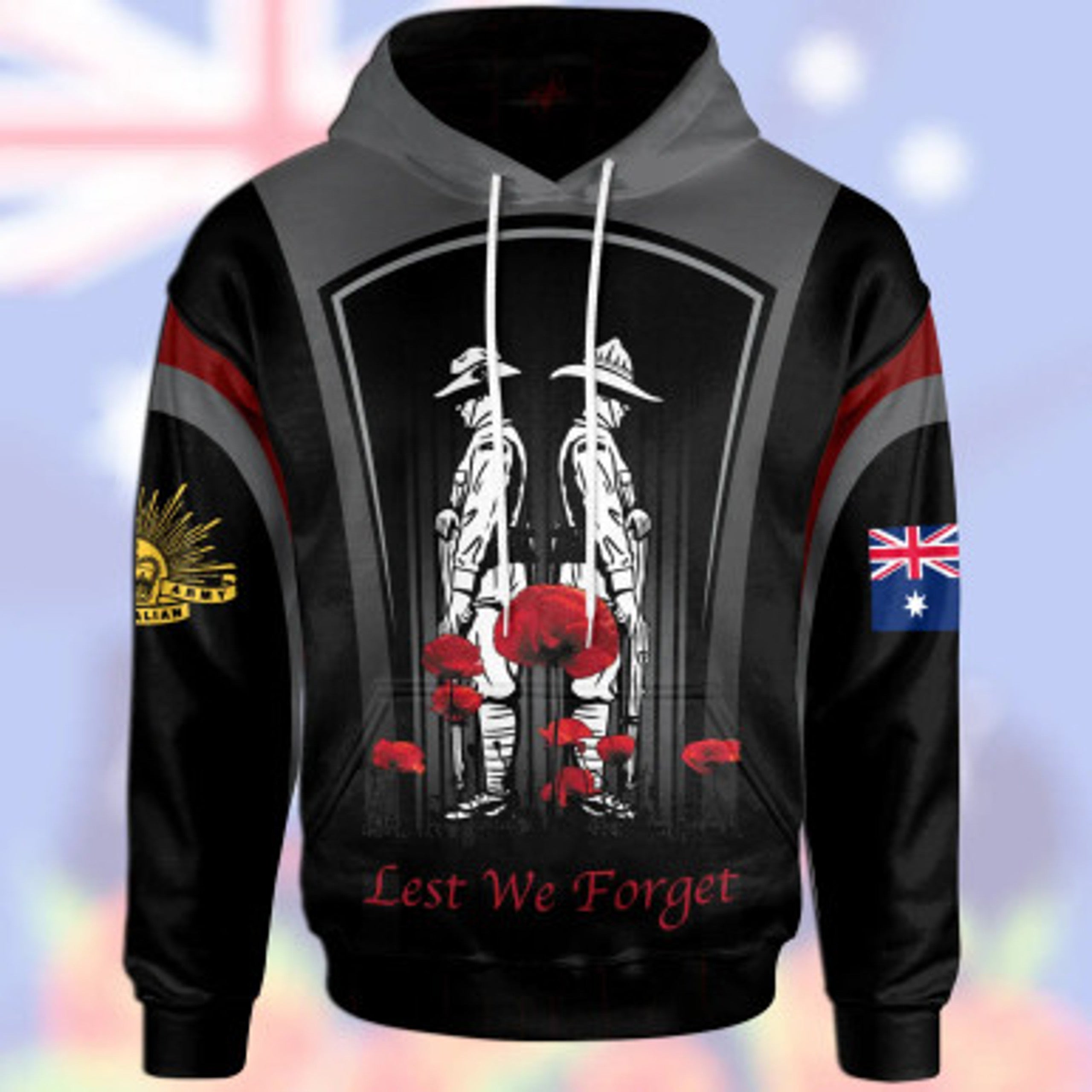 Australia Anzac Remembrance Hoodie - Lest We Forget Poppy Flower Symbol - Vibe Hoodie Shop