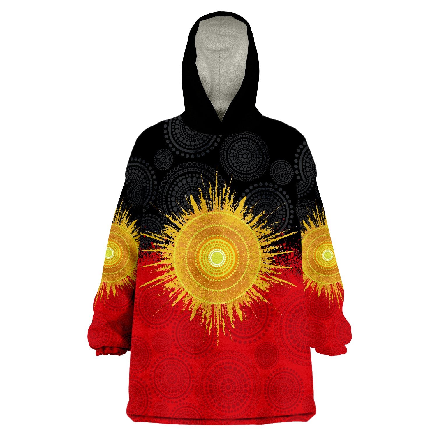 Aboriginal Flag Indigenous Sun Painting Art Wearable Blanket Hoodie - Vibe Hoodie Shop