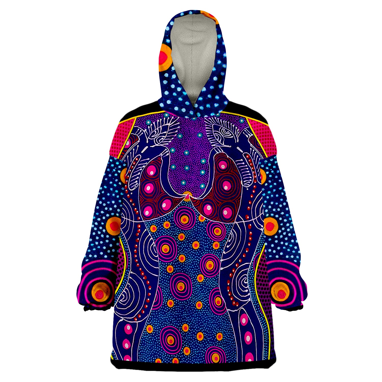 Aboriginal Sublimation Dot Pattern Style (Violet) Wearable Blanket Hoodie - Vibe Hoodie Shop