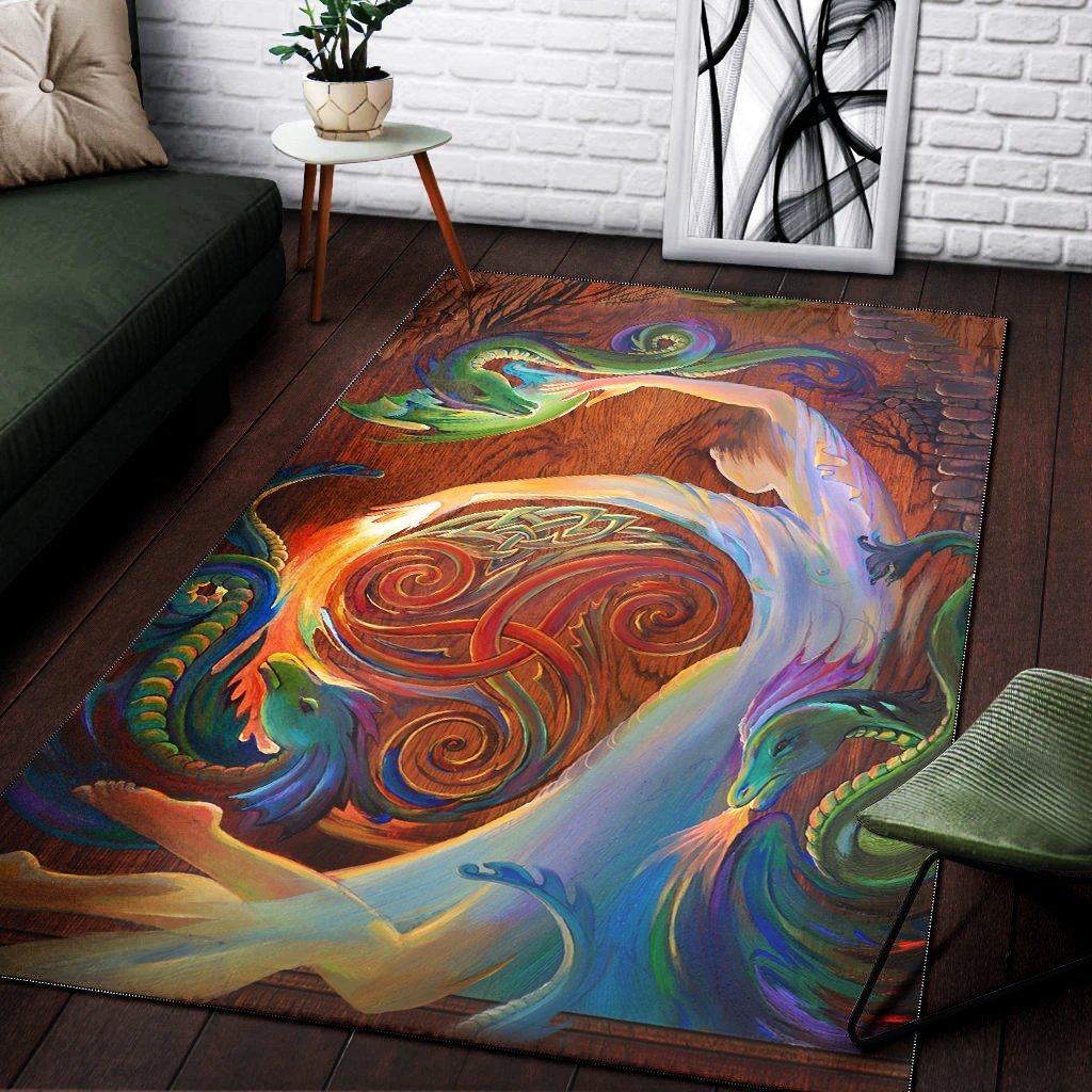 Celtic Area Rug - Celtic Dance With The Dragons - Vibe Hoodie Shop