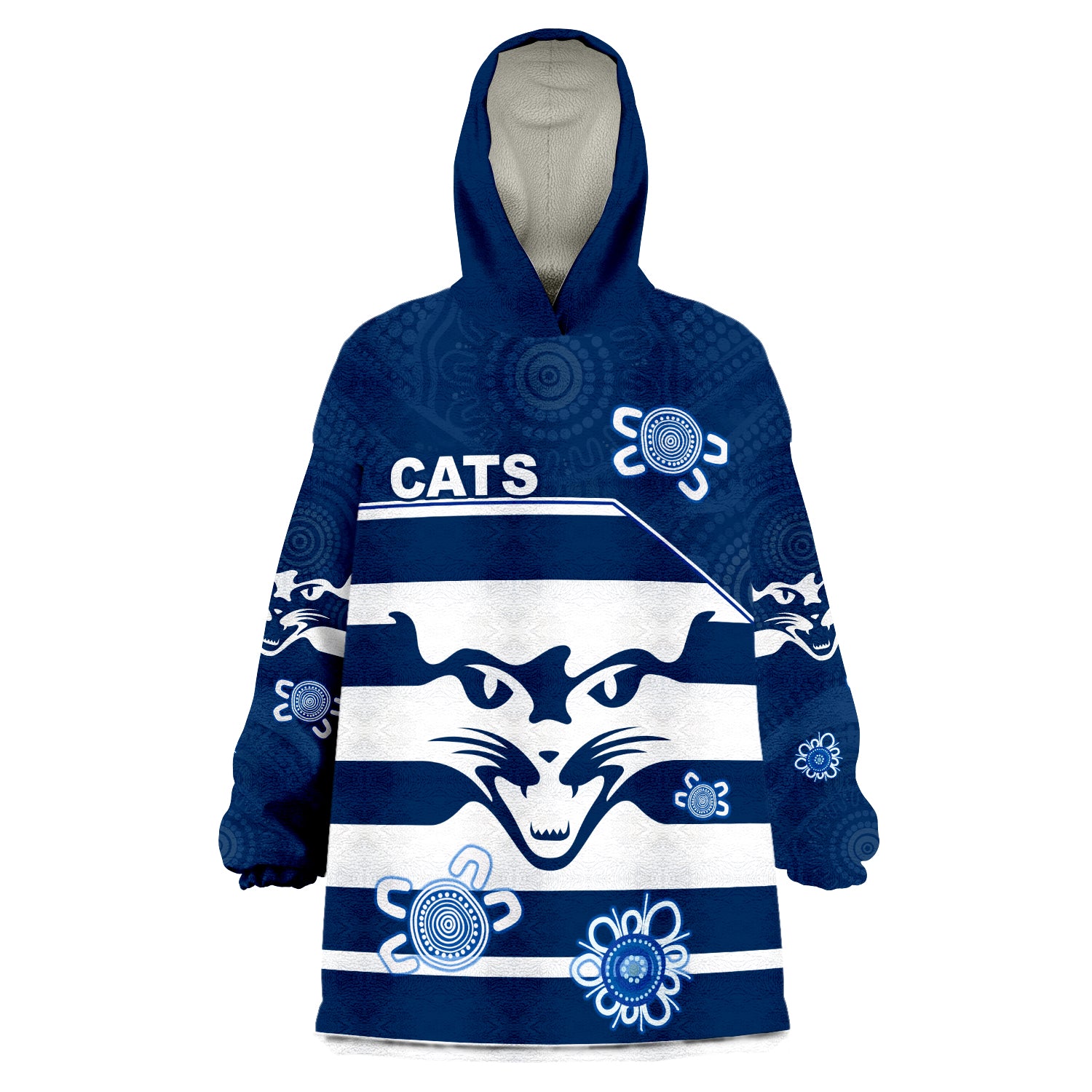 (Custom Personalised) Cats Football Geelong Indigenous Wearable Blanket Hoodie - Vibe Hoodie Shop