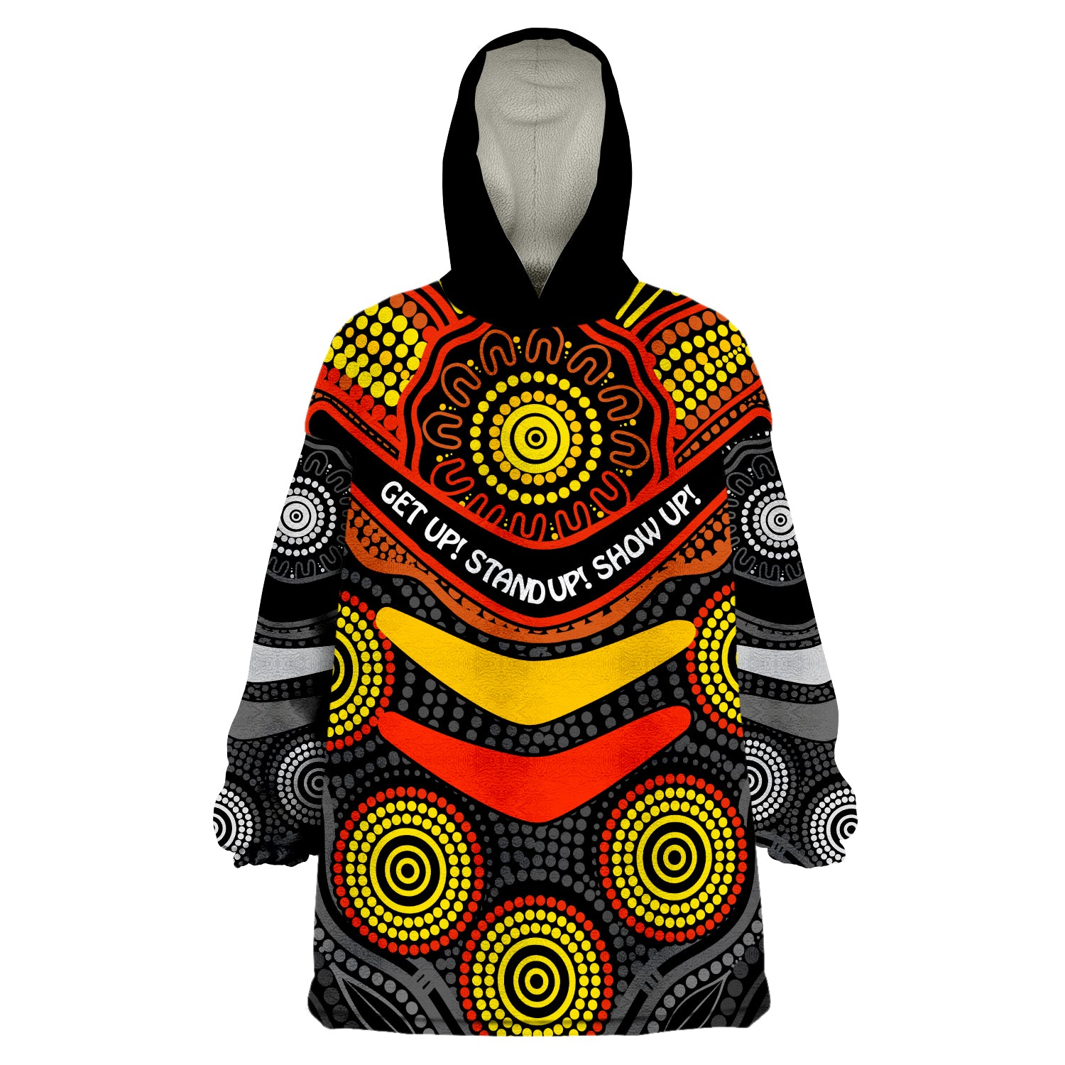 (Custom Personalised) NAIDOC Week 2022 Aboriginal GET UP STAND UP SHOW UP Wearable Blanket Hoodie - Vibe Hoodie Shop