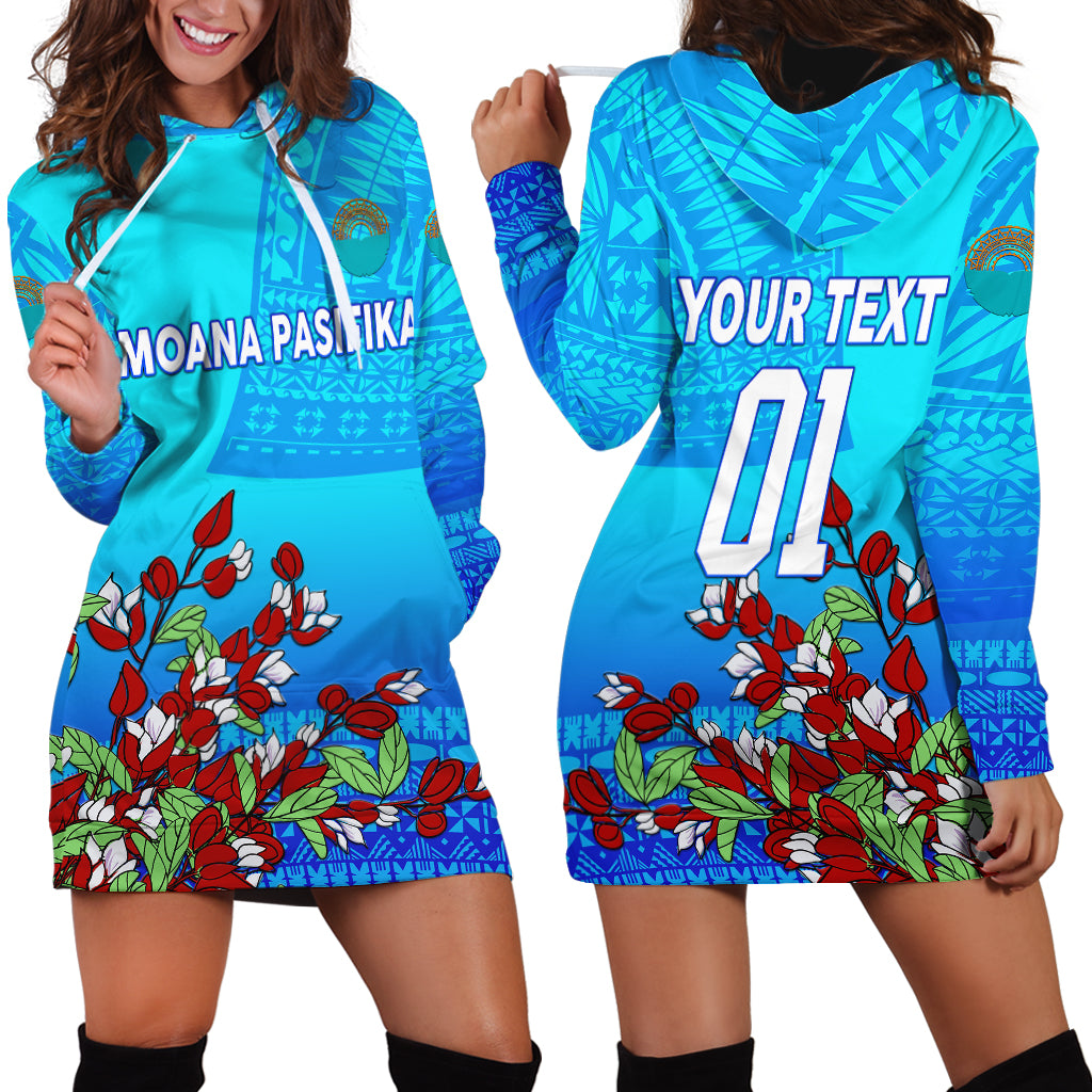 (Custom Personalised) Moana Pasifika Super Rugby Tapa Pacific Island Tagimaucia Flower Hoodie Dress - Vibe Hoodie Shop