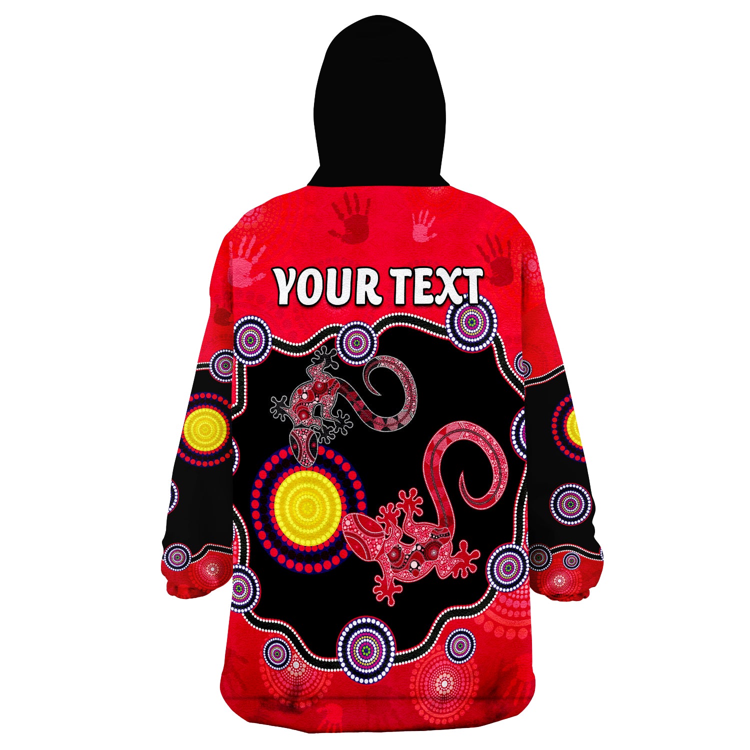 (Custom Personalised) Aboriginal Lizard  Attracted Australia Version Red Wearable Blanket Hoodie - Vibe Hoodie Shop