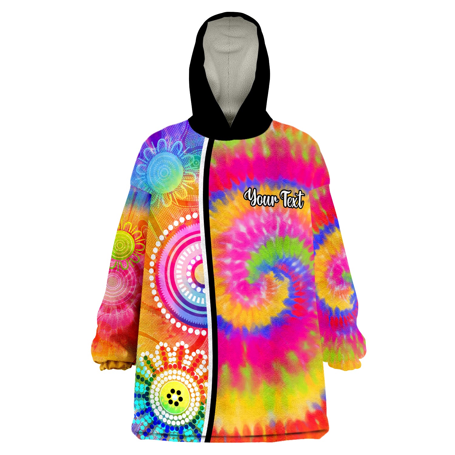 (Custom Personalised) Australia Aboriginal Colorful Tie Dye Wearable Blanket Hoodie - Vibe Hoodie Shop