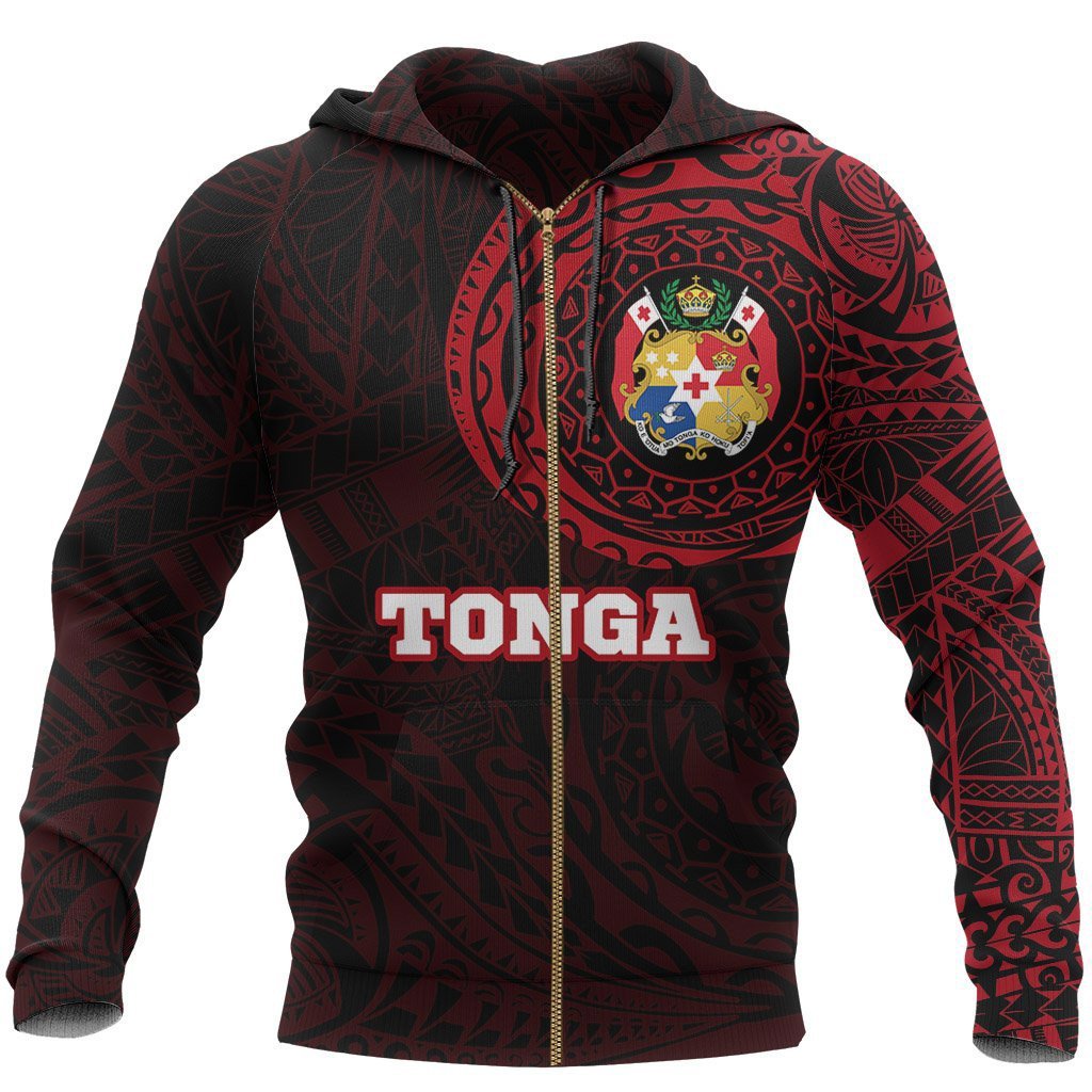 Zip Up Hoodie Tonga In My Heart Polynesian Tattoo Style New - Vibe Hoodie Shop