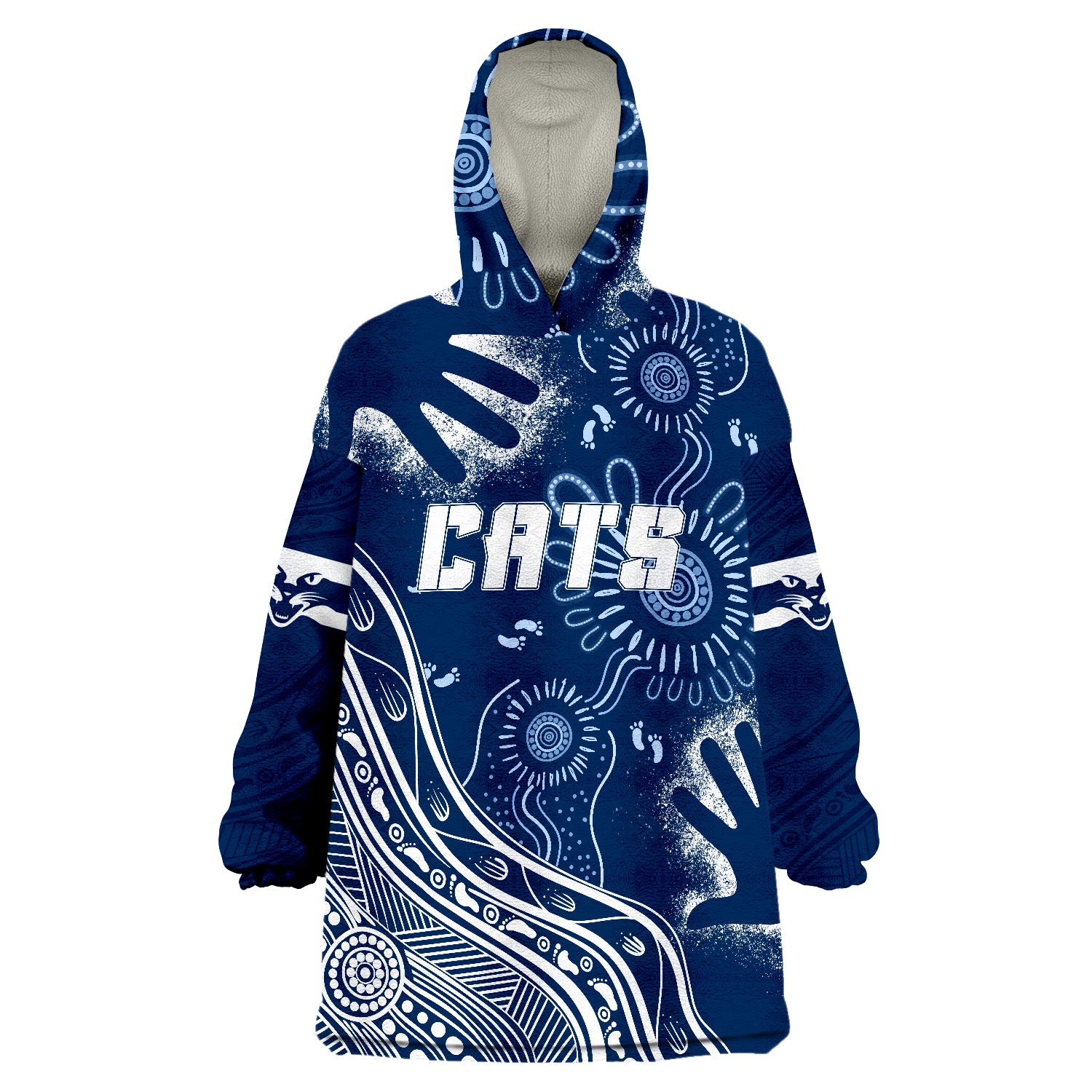 Personalised Geelong Football Aboriginal GO Cats! Wearable Blanket Hoodie - Vibe Hoodie Shop