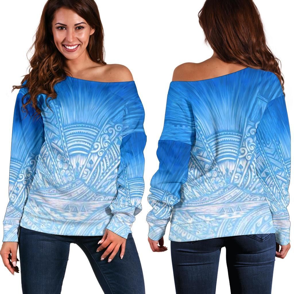 New Zealand Auckland Off Shoulder Sweater Blue Rugby - Vibe Hoodie Shop