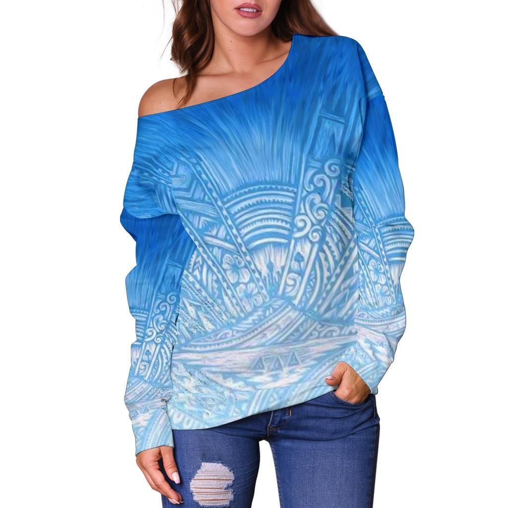 New Zealand Auckland Off Shoulder Sweater Blue Rugby - Vibe Hoodie Shop