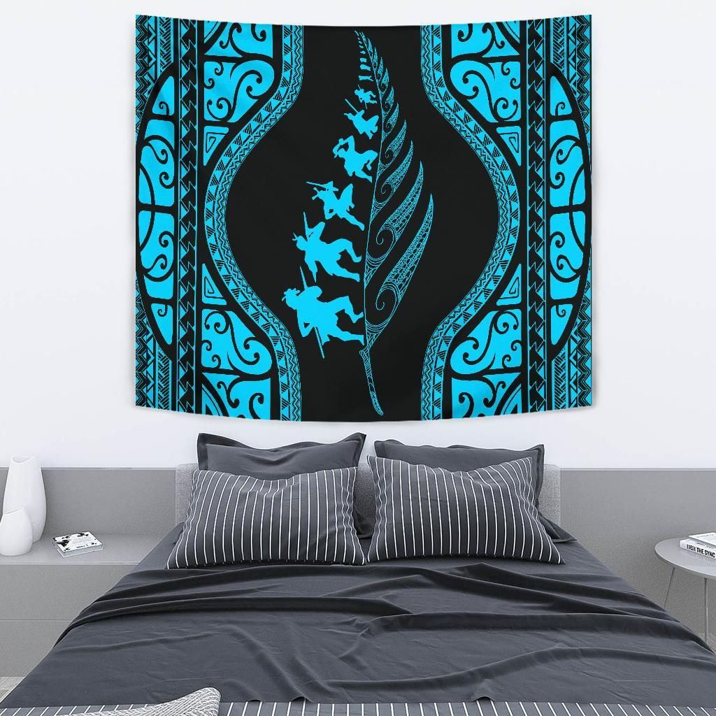 New Zealand Haka Fern Tapestry Blue - Vibe Hoodie Shop