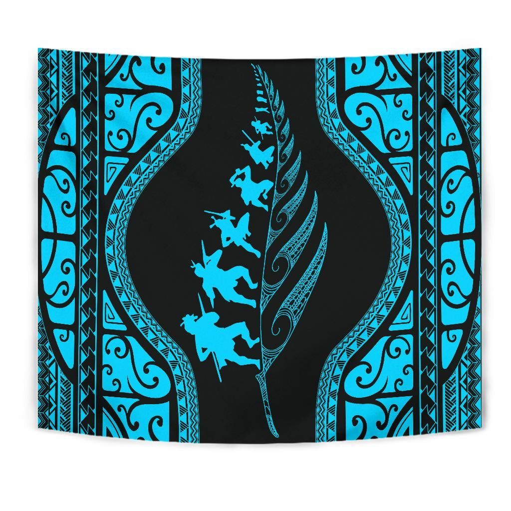 New Zealand Haka Fern Tapestry Blue - Vibe Hoodie Shop