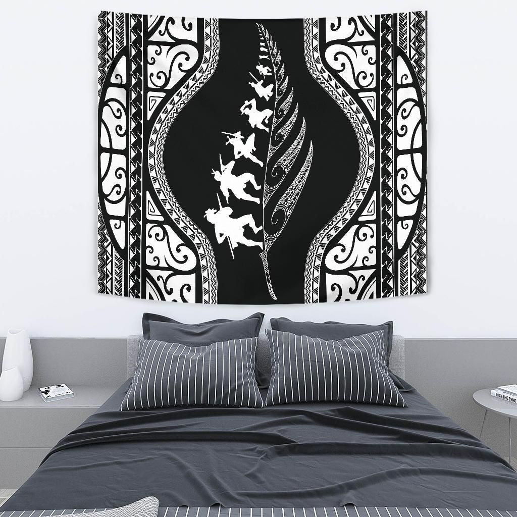 New Zealand Haka Fern Tapestry White - Vibe Hoodie Shop