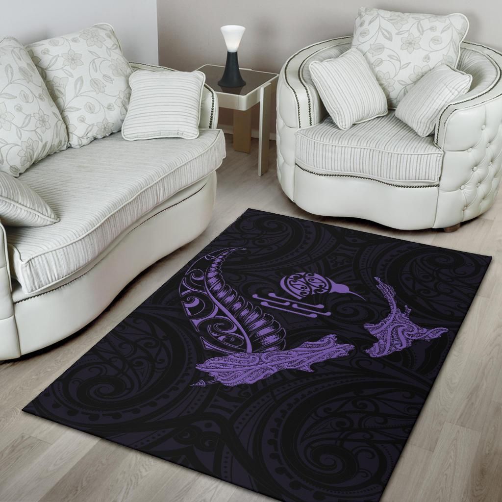 New Zealand Heart Area Rug - Map Kiwi mix Silver Fern Pastel Purple - Vibe Hoodie Shop