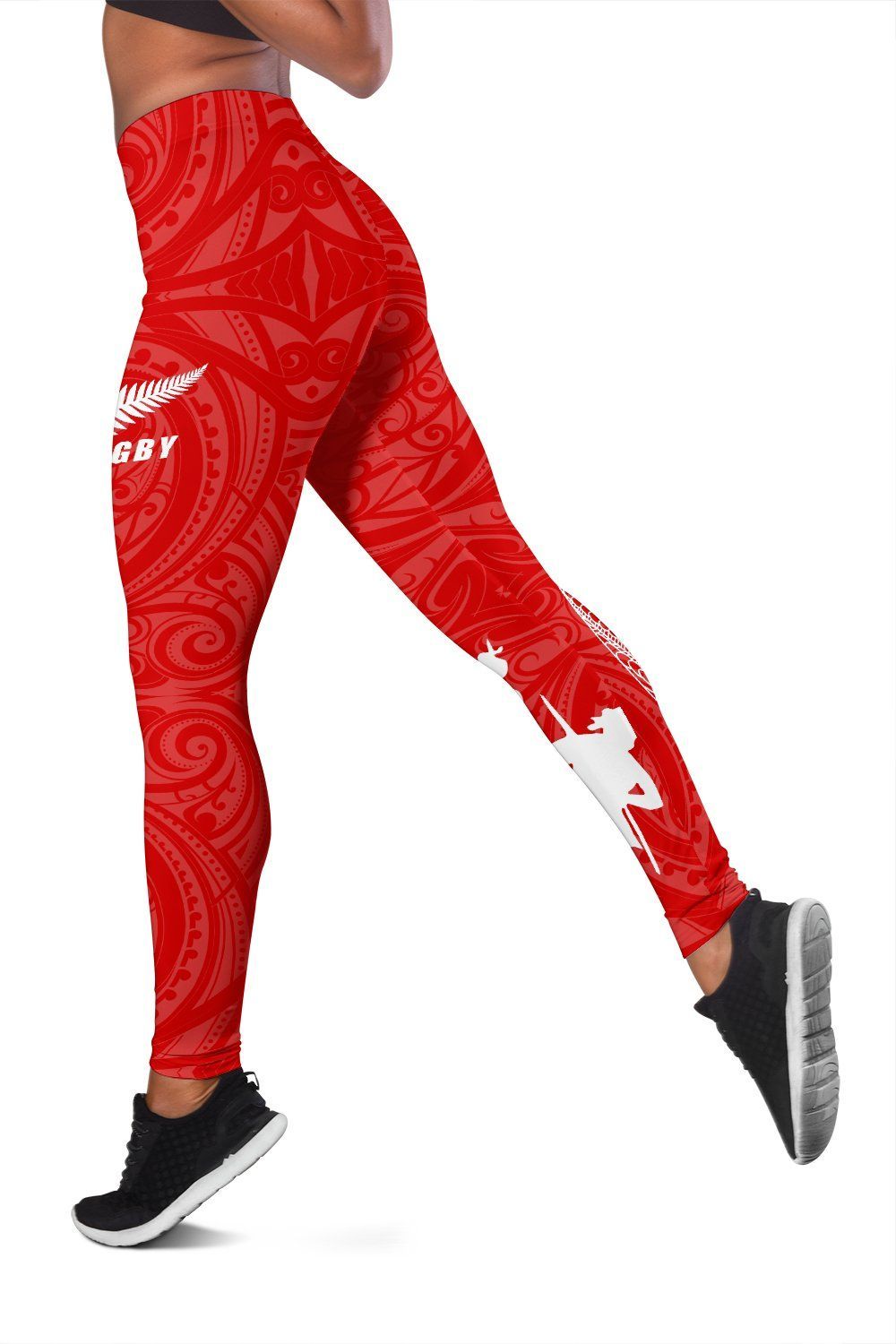 New Zealand Maori Haka Fern Rugby Leggings - Vibe Hoodie Shop