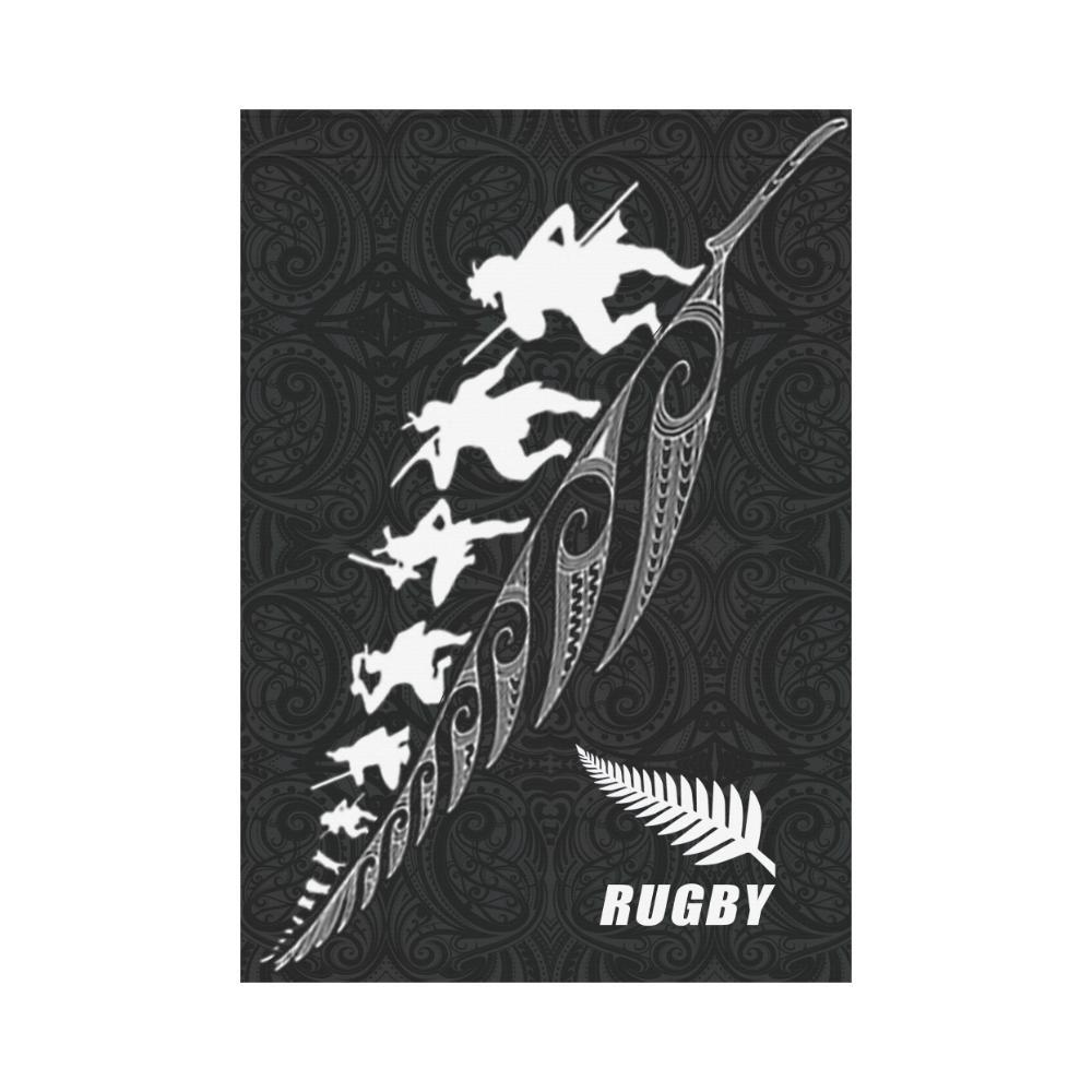 Rugby Haka Fern Flag Black - Vibe Hoodie Shop