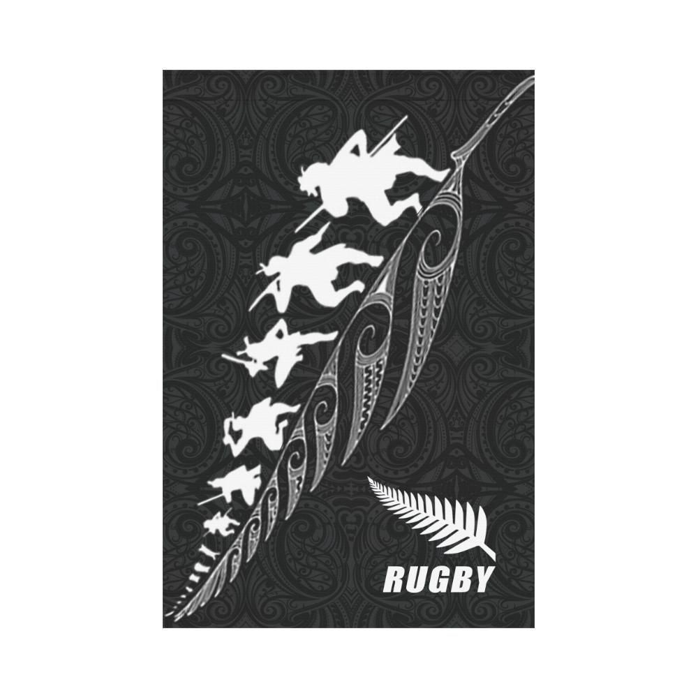 Rugby Haka Fern Flag Black - Vibe Hoodie Shop